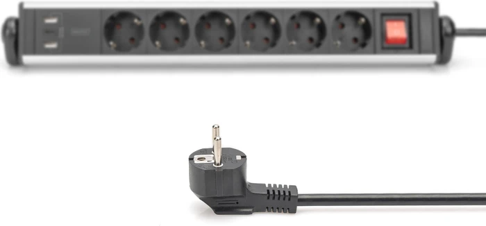 Digitus Office Tisch-Steckdosenleiste, 6-fach, 2x USB-A/1x USB-C, 1.5m