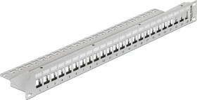 DeLOCK Patchpanel für RJ-45 Keystone Module, 19" , 24-Port, 1HE, 19", 1HE, grau