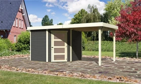 Karibu Schwandorf 5 Gartenhaus inkl. Anbau 2.4m terragrau