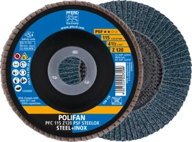Pferd PFC 115 Z 120 PSF STEELOX POLIFAN Fächerschleifscheibe K120, 115x22.23mm, 10 Stück