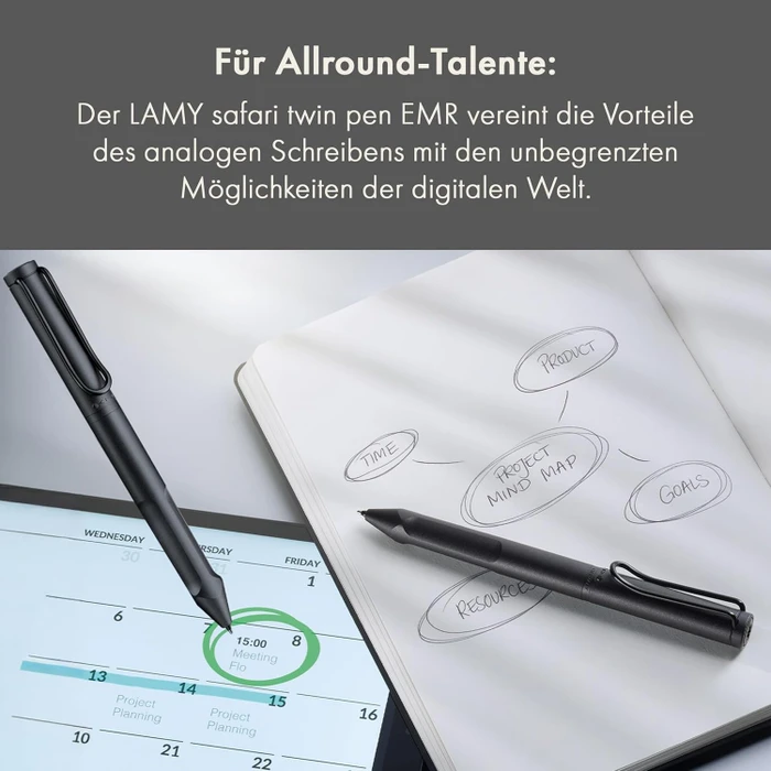 Lamy Z103 POM Ersatzspitzen mit runder Kontur für LAMY Safari Twin Pen EMR, schwarz, 4er-Pack