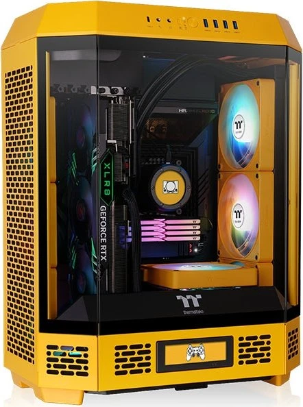 Thermaltake The Tower 600 Bumblebee, gelb/schwarz, Glasfenster