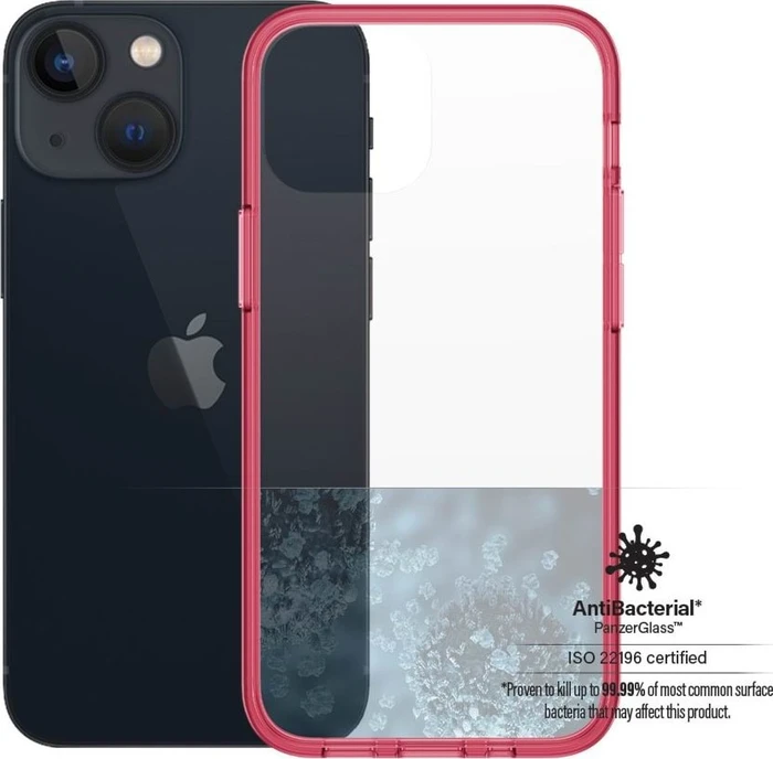 PanzerGlass Clear Case Color AntiBacterial für Apple iPhone 13 Mini Strawberry Limited Edition