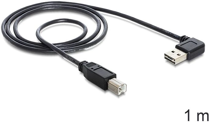 DeLOCK EASY-USB 2.0 Kabel, USB-A 90° horizontal gewinkelt [Stecker] auf USB-B [Stecker], 1m