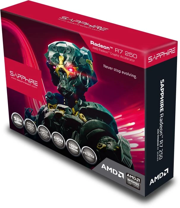 Sapphire Radeon R7 250, 1GB GDDR5, VGA, DVI, HDMI, lite retail