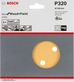 Bosch Professional C470 Best for Wood and Paint Schleifblatt K320, 150mm, 5 Stück