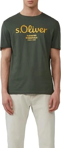 s.Oliver Logo-Print T-Shirt kurzarm olive (Herren)