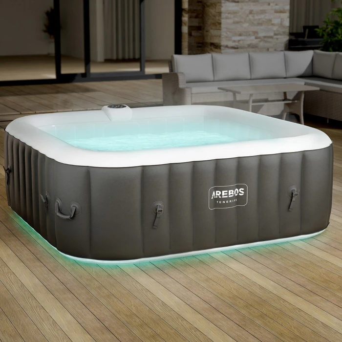Arebos Tenerife Whirlpool quadratisch 185x185cm
