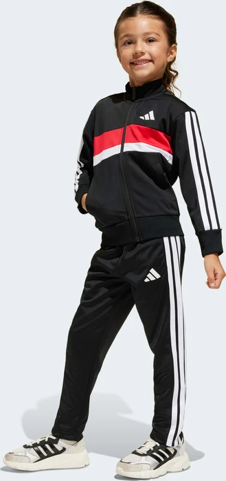 adidas Seasonal Essentials Tiberio 3-Streifen Tricot Trainingsanzug black/white/pure ruby (Junior)