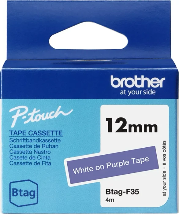 Brother Btag-F35 Beschriftungsband, 12mm, weiß/violett