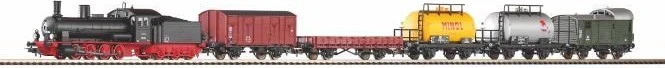 Piko - Spur H0 Start-Set - Start-Set mit Bettung Güterzug Dampflok G7 mit 5 Güterwagen