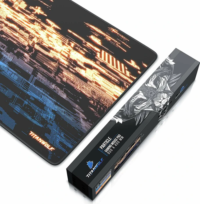 Titanwolf Particle XXL Speed Gaming-Mauspad, schwarz/blau/gelb