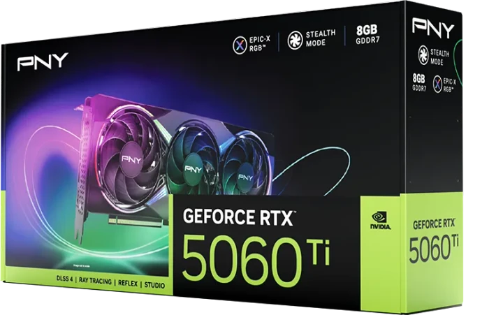 PNY GeForce RTX 5060 Ti Epic-X RGB Triple Fan, 8GB GDDR7, HDMI, 3x DP