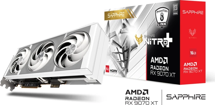 Sapphire Nitro+ Radeon RX 9070 XT OC PhantomLink Polar Edition, 16GB GDDR6, 2x HDMI, 2x DP, lite retail