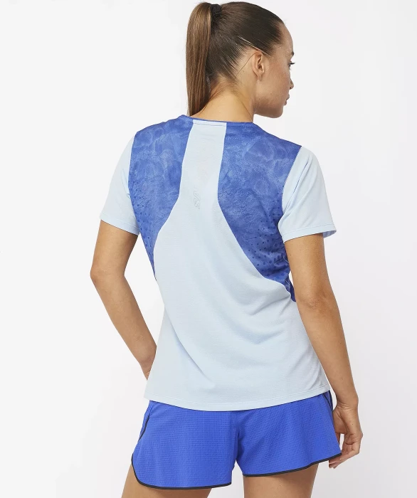 Salomon Sense Aero Laufshirt kurzarm chambray blue/surf the web (Damen)