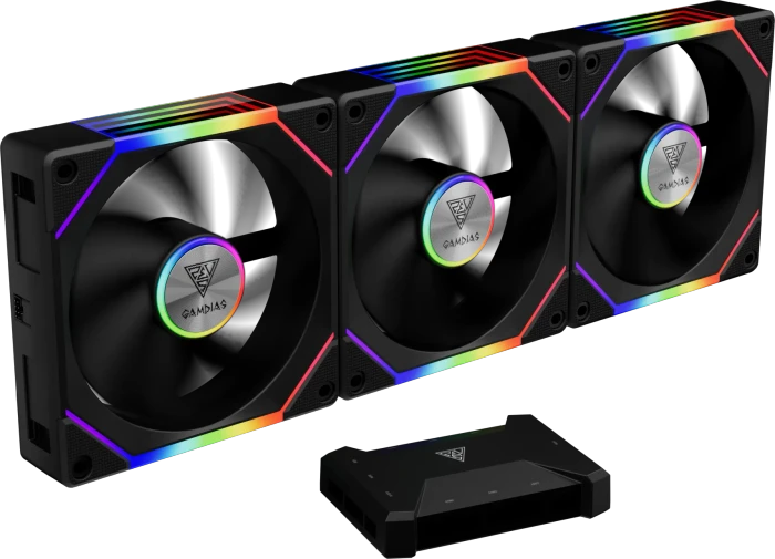 Gamdias Aeolus P2-1203U, schwarz, LED-Steuerung, 120mm, 3er-Pack