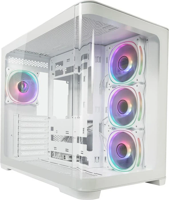 LC-Power Gaming 8001B Pro-Storm Light, weiß, Glasfenster, schallgedämmt