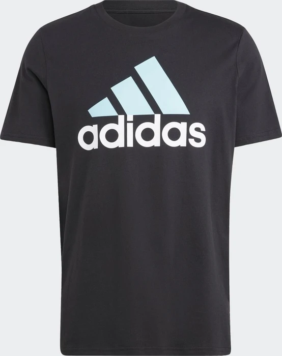 adidas Essentials Single Jersey Big Logo T-Shirt kurzarm black/light aqua (Herren)