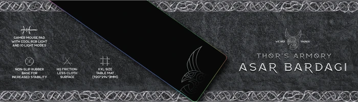 L33T-Gaming Asar Bardagi XXL RGB Gaming Mauspad, 920x294mm, schwarz/weiß