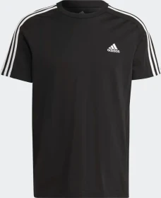 adidas Essentials Single 3-Streifen T-Shirt kurzarm schwarz/weiß (Herren)