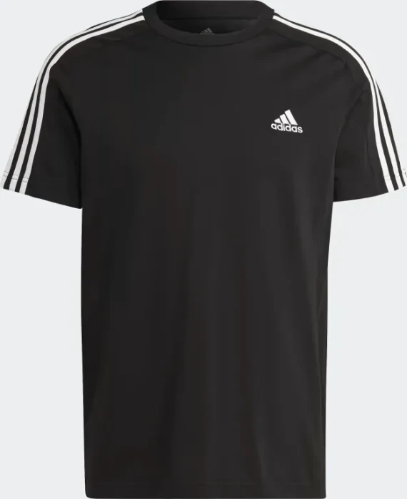adidas Essentials Single 3-Streifen T-Shirt kurzarm schwarz/weiß (Herren)