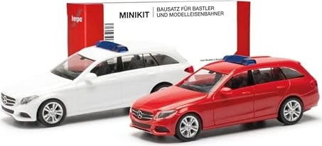Herpa MiniKit Mercedes-Benz C-Klasse Kombi mit Warnbalken, 2 Stück