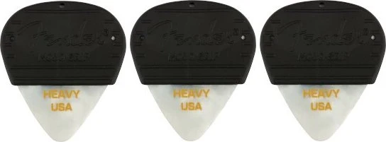 Fender Mojo Grip Celluloid Picks, White Moto Heavy, 3-Pack