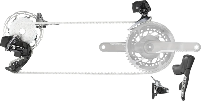 SRAM Red eTap AXS mit mechanischen Felgenbremsen Komplettgruppe 2x12