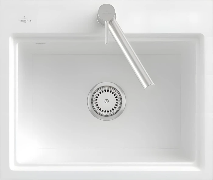 Villeroy & Boch Subway Style 60 S Einbau Becken mittig mit Ablauffernbedienung stone white