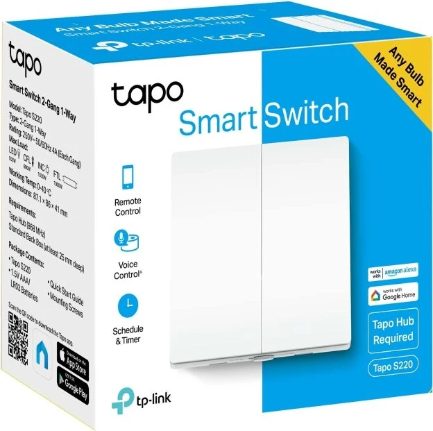 TP-Link Tapo S220 Smart Light Switch, 2-fach, Funkschalter