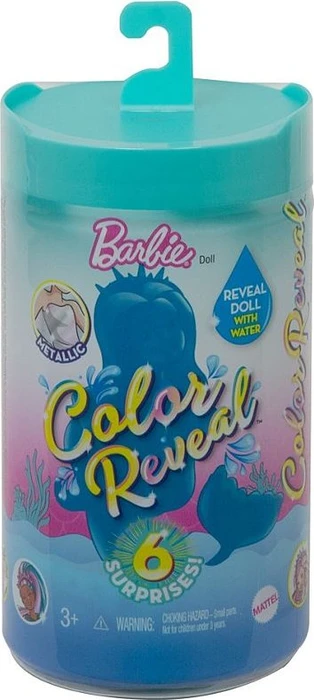 Mattel Barbie - Color Reveal Chelsea Meerjungfrau-Puppe mit 6 Überraschungen