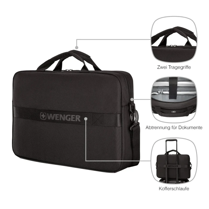 Wenger XE Compact Brief 16" Laptop-Aktentasche, schwarz