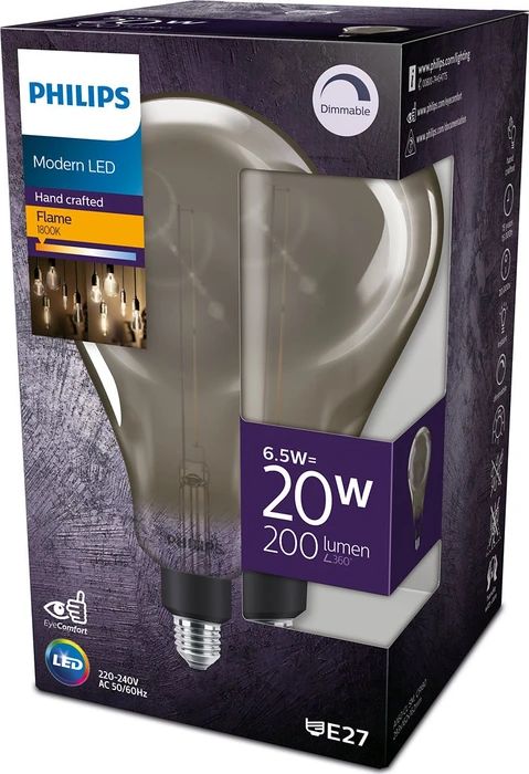 Philips Filament LED giant E27 6.5-20W/818 A160 smoky D