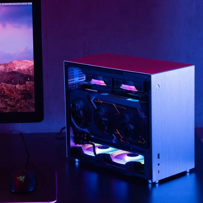 Jonsbo V10, silber, Glasfenster, Mini-ITX