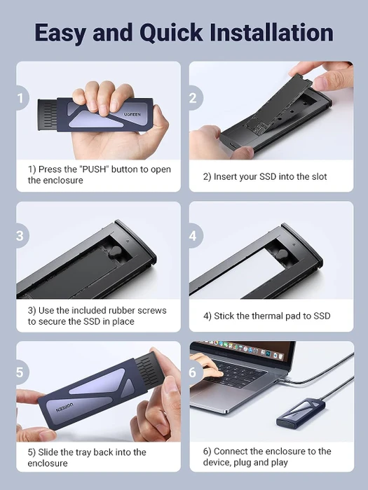 Ugreen M.2 SSD Enclosure, USB-C 3.1