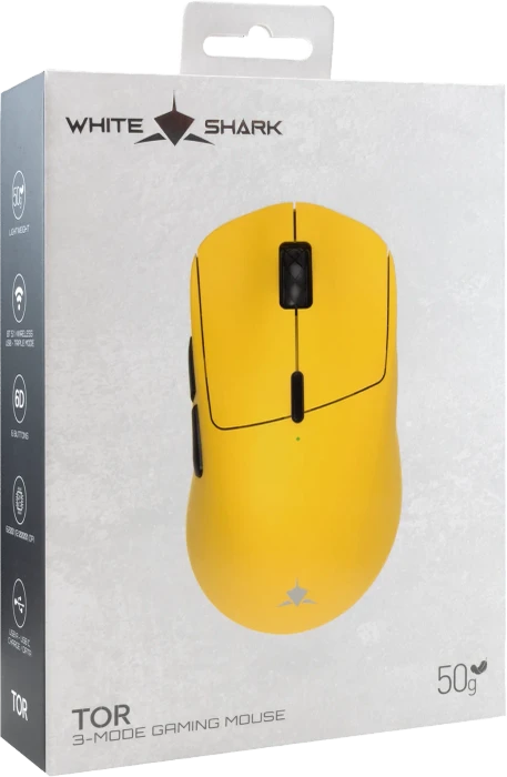 White Shark TOR Wireless Gaming Mouse, Yellow, USB/Bluetooth