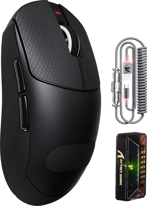 Attack Shark X8 Pro Tri-mode Wireless Gaming Mouse, schwarz, inkl. Grip Tape, USB/Bluetooth