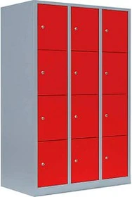 Lüllmann ClassiX XL Fächerschrank, 12 Fächer, grau/rot, Spind
