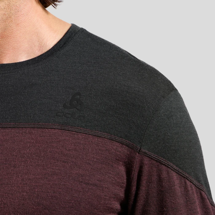 Odlo Revelstoke Performance Wool Warm Baselayer Funktionsshirt langarm black/fudge melange (Herren)