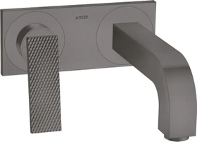 Hansgrohe Axor Citterio 2-Loch Waschbeckenarmatur mit Hebelgriffen Platte und Rautenschliff 220mm brushed black chrome