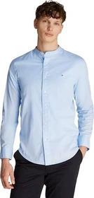 Tommy Hilfiger Regular Fit Popeline Grandad-Kragen Hemd langarm sweet blue (Herren)