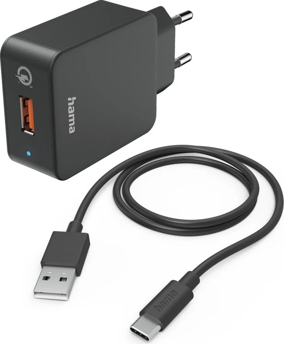 Hama Schnellladegerät mit Ladekabel USB-C 19.5W schwarz