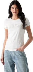 Guess Slim Fit Logo T-Shirt kurzarm weiß (Damen)