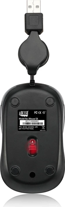Adesso iMouse S8B Illuminated Retractable Mini Mouse schwarz, USB