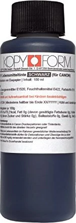 Kopyform Kompatible Lebensmitteltinte für Canon, schwarz, 100ml