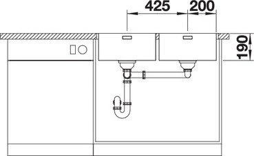 Blanco Andano 400/400-IF/A InFino Einbau Doppelspüle mit Ablauffernbedienung edelstahl