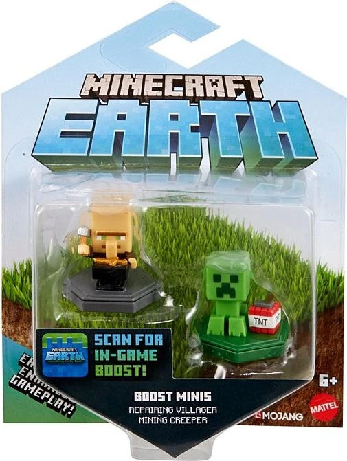 Mattel Minecraft - Earth Boost Repairing Villager / Mining Creeper