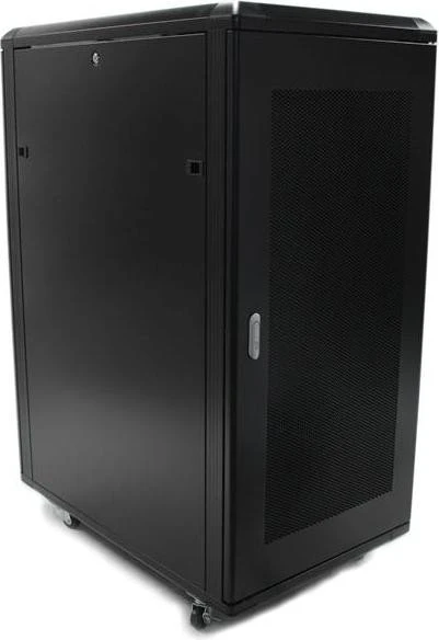 StarTech RK2536BKF Serverschrank 25HE, mit Rollen, Sicherheitsglastür, schwarz, 1000mm tief