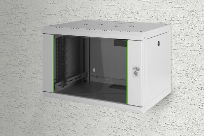 Digitus Professional Unique Serie Wandschrank 7HE, Sicherheitsglastür, IP2X, grau, 450mm tief
