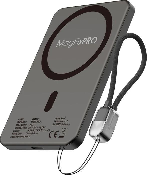XLayer MagFix Pro Powerbank Ultra Slim 5000mAh schwarz